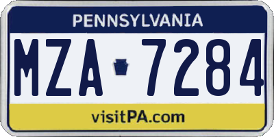 PA license plate MZA7284
