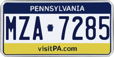 PA license plate MZA7285