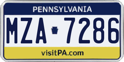 PA license plate MZA7286