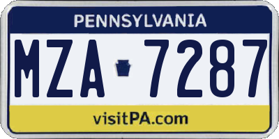 PA license plate MZA7287