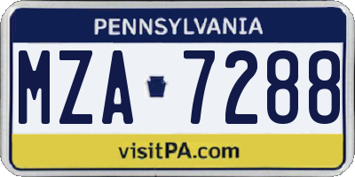 PA license plate MZA7288