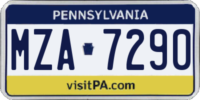PA license plate MZA7290