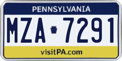 PA license plate MZA7291