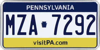 PA license plate MZA7292