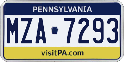 PA license plate MZA7293