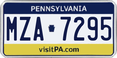 PA license plate MZA7295