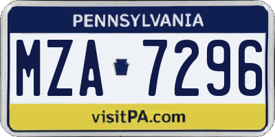PA license plate MZA7296