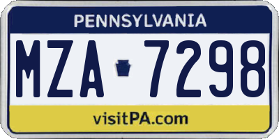 PA license plate MZA7298