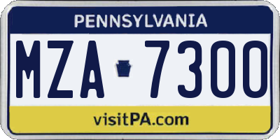PA license plate MZA7300