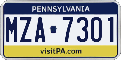 PA license plate MZA7301