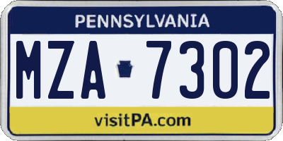 PA license plate MZA7302