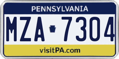 PA license plate MZA7304