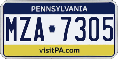 PA license plate MZA7305
