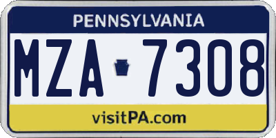 PA license plate MZA7308