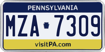 PA license plate MZA7309