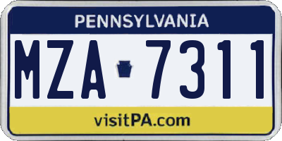PA license plate MZA7311