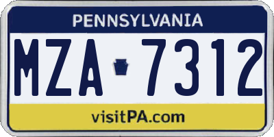 PA license plate MZA7312