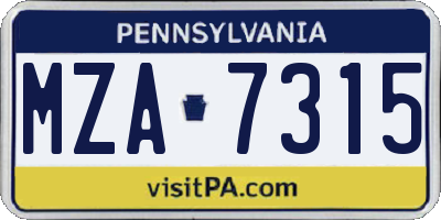 PA license plate MZA7315