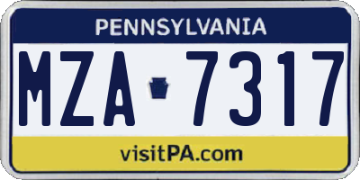 PA license plate MZA7317