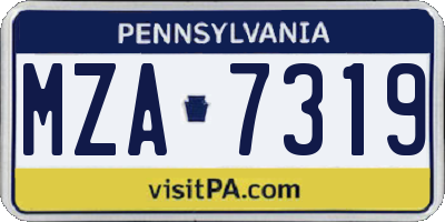 PA license plate MZA7319