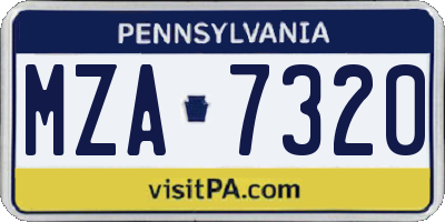 PA license plate MZA7320