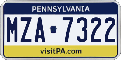 PA license plate MZA7322