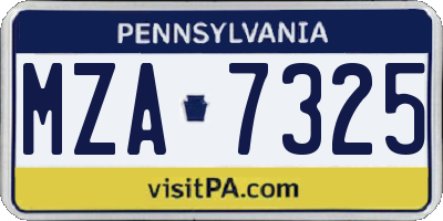 PA license plate MZA7325