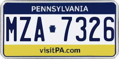 PA license plate MZA7326