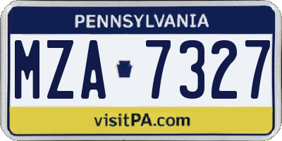 PA license plate MZA7327