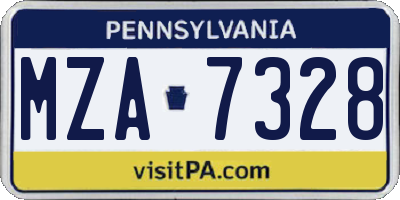PA license plate MZA7328