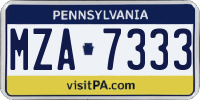 PA license plate MZA7333