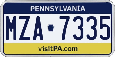 PA license plate MZA7335