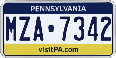 PA license plate MZA7342