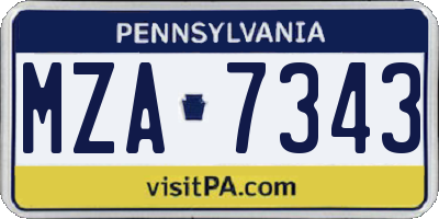 PA license plate MZA7343