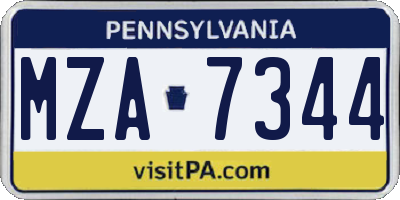 PA license plate MZA7344