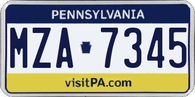 PA license plate MZA7345