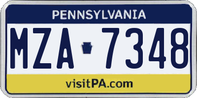 PA license plate MZA7348