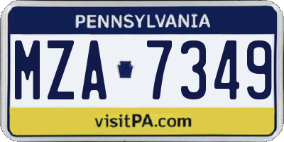 PA license plate MZA7349