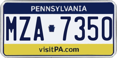 PA license plate MZA7350