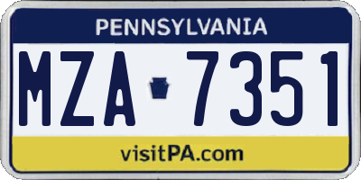 PA license plate MZA7351
