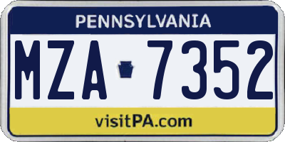 PA license plate MZA7352