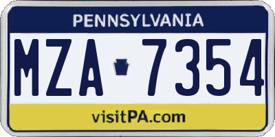 PA license plate MZA7354