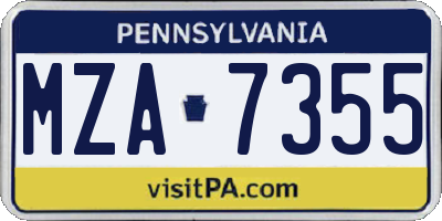PA license plate MZA7355