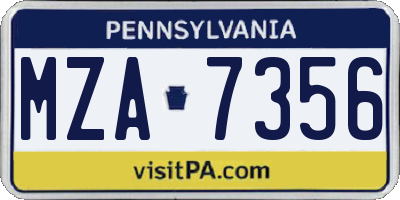 PA license plate MZA7356