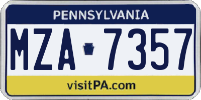 PA license plate MZA7357