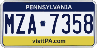 PA license plate MZA7358