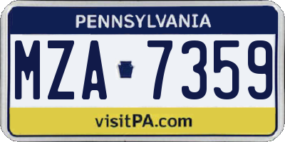 PA license plate MZA7359