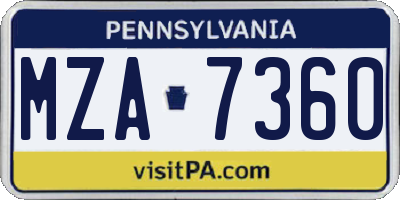 PA license plate MZA7360