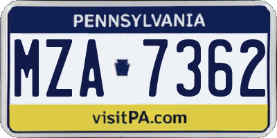 PA license plate MZA7362