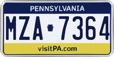 PA license plate MZA7364